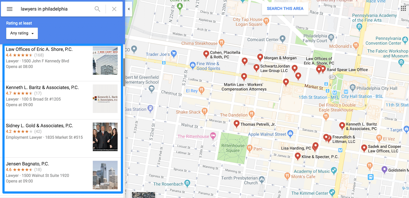 Google Business Profile map results 1